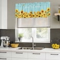 thumbnail image 5 of 2 Pack Valances for Windows, Sunflower Window Valances for Living Room/Bedroom/Bathroom, Yellow Summer Botanical Blue Striped Farmhouse Light Filtering Kitchen Curtain Valance 60"W x18" L, 5 of 9