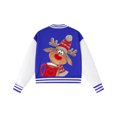 thumbnail image 5 of Staki Christmas Jackets Girl's Jacket Christmas Print Long Sleeve Baseball Bomber Jacket Coat(Blue,7-8 Years), 5 of 7