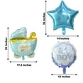 thumbnail image 3 of Efavormart Set Of 5 | Blue/White Boy Baby Shower Mylar Foil Balloon Set, Star, Round And Baby Carriage Balloon Bouquet With Ribbon, Gender Reveal Party Decorations, 3 of 10