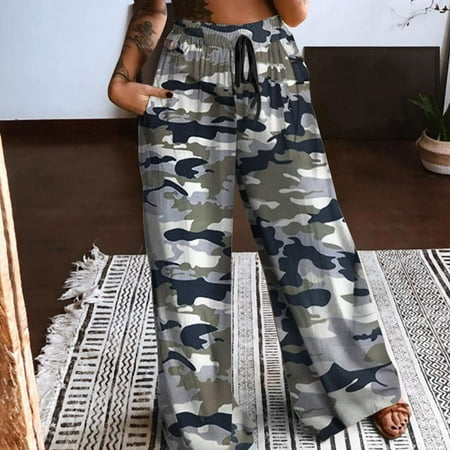 

Daqian Pants for Women Plus Size Women s Comfy Pajama Pants Wide Leg Lounge Yoga Pants Loose Butterfly Floral Printed Casual Lounge Jogger Pants Sweat Pants for Women Clearance Camouflage 8(L)