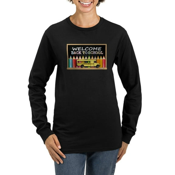 CafePress - WELCOME BACK TO SCHOOL BUS Long Sleeve T Shirt - Women's Long Sleeve Graphic Tee Casual Fit