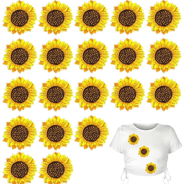 Parche KuuGuu Bordado de Girasol 20 Piezas 4,4 cm
