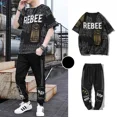 thumbnail image 3 of Camiseta Hombre Gráfico Ropa de Hombre Pantalones Negros Conjuntos Pantalones Deportivos Trajes Deportivos Chándal Alfabético 5xl Top Manga Corta Cuarto Fresco, 3 of 4