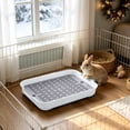thumbnail image 4 of Small Animal Litter Box with Grid, Pet Potty Training Tray for Rabbits Hamsters Guinea Pigs Hedgehogs Chinchillas Ferrets, Easy-Clean Cage Toilet with Splash Guard Fence, White, for Cage Training, 4 of 6