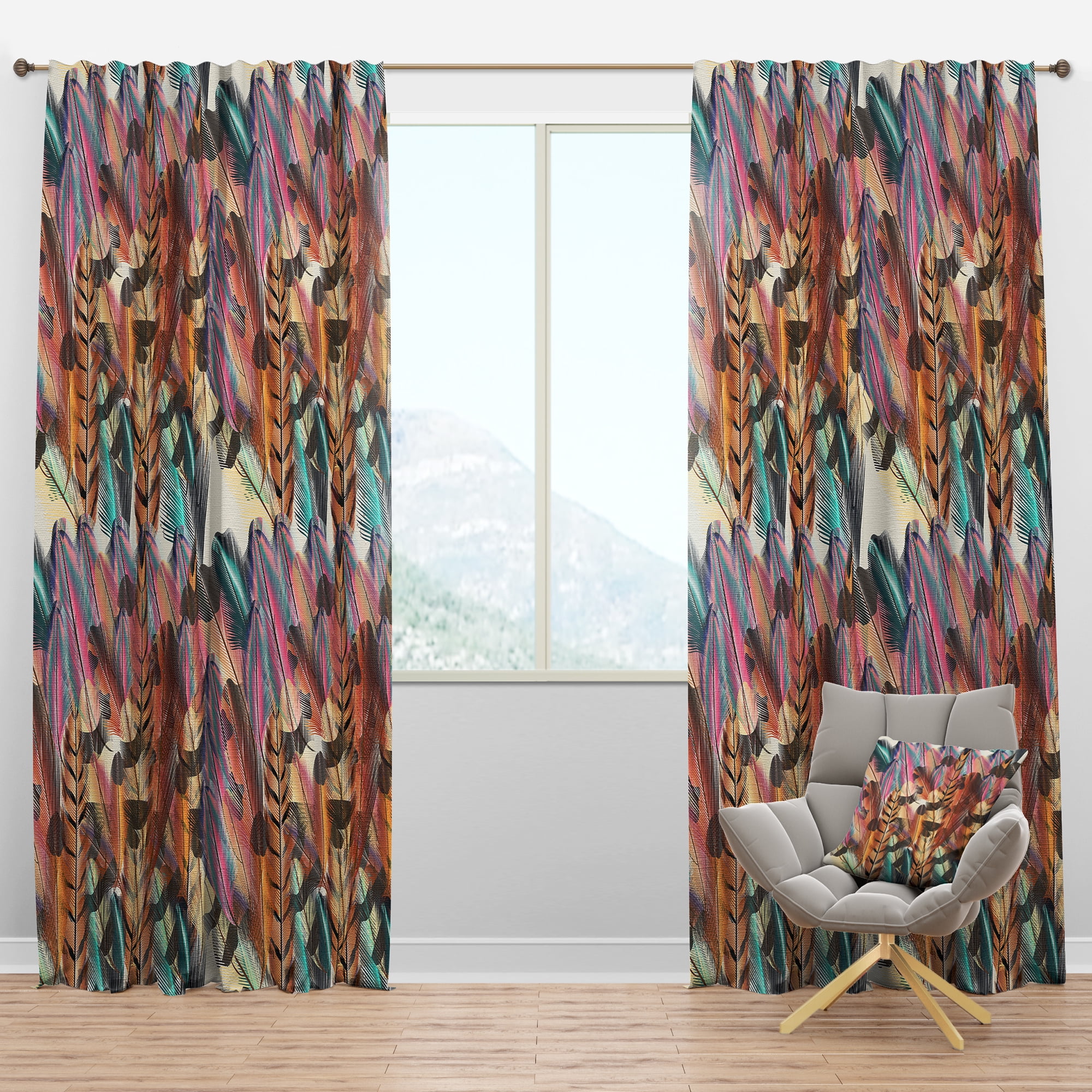 3D Blockout Curtain 2 Panels Set Drapes Fabric Window-Flower Bird Ancient56 