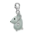 thumbnail image 2 of 925 Sterling Silver RH 3-D Enameled Grey Mouse With Lobster Clasp Charm Pendant; for Adults and Teens; for Women and Men, 2 of 3
