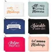 12 Pack Canvas Cosmetic Bags with Zippers, Travel Makeup Pouches, 8x6 in