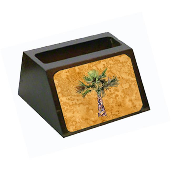 Carolines Treasures 8706BCH Palm Tree On Gold Business Card Holder 