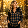 thumbnail image 4 of Jsaierl Womens Casual Plaid Hooded Shacket Flannel Lightweight Jacket Fall Button Down Shirts Hoodies with Pocket, 4 of 7