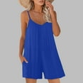 thumbnail image 2 of TrendOFT Combinaison d'Été pour Femmes Décontractée Sans Manches Shorts Unis à Bretelles Combinaisons une Pièce Bleu G, 2 of 5