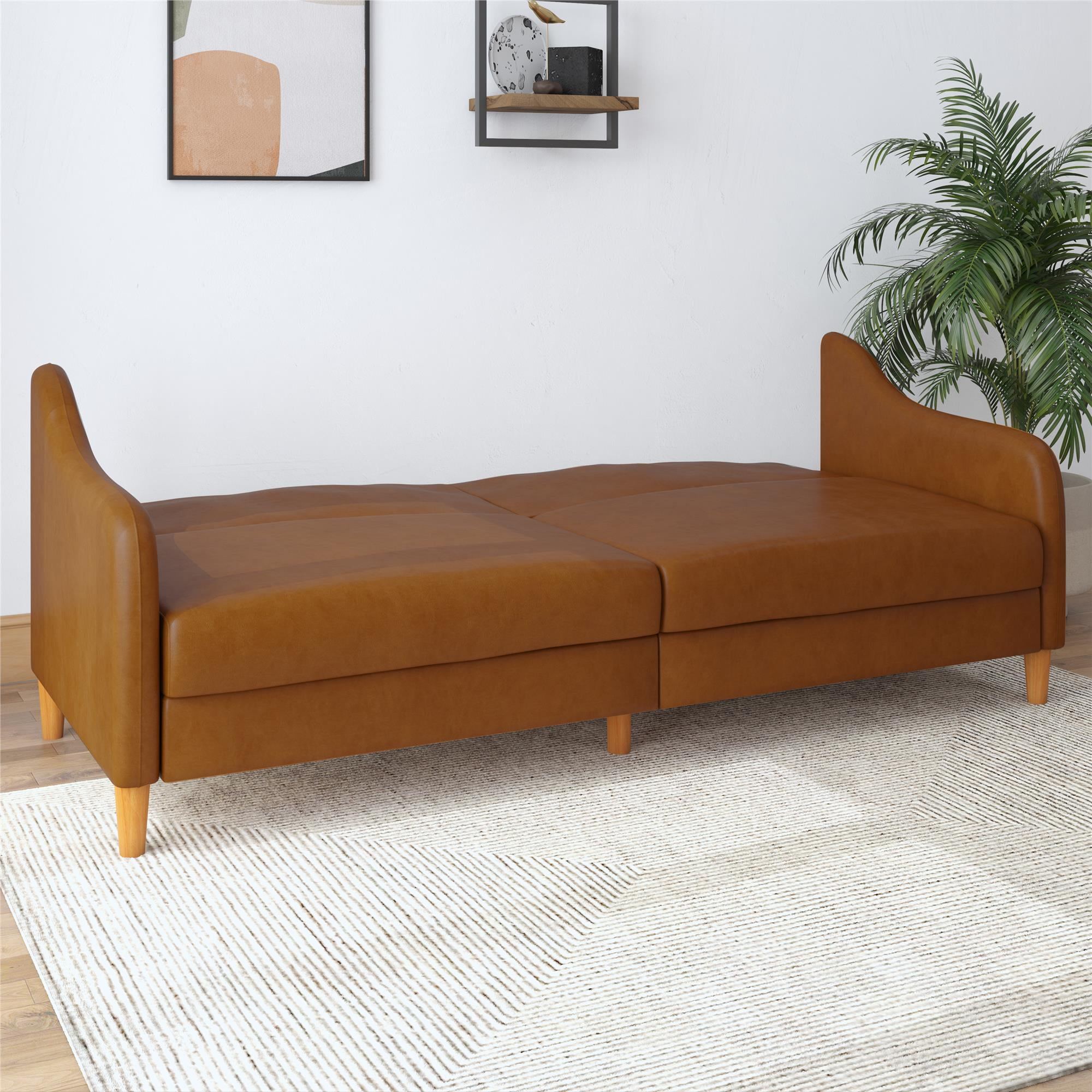DHP Jasper Coil Futon, Camel Faux Leather