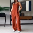 thumbnail image 4 of Wyzesi Maternity Jumpsuits Fall Women's Square Neck Ribbed Wide Leg Jumpsuit Sleeveless High Waist Pants Rompers with Pockets 2025 Features, 4 of 7