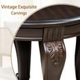 thumbnail image 5 of 42" Oval Solid Wood Coffee Table - Espresso Vintage Farmhouse Table with Carved Legs & Open Storage Shelf, 5 of 10