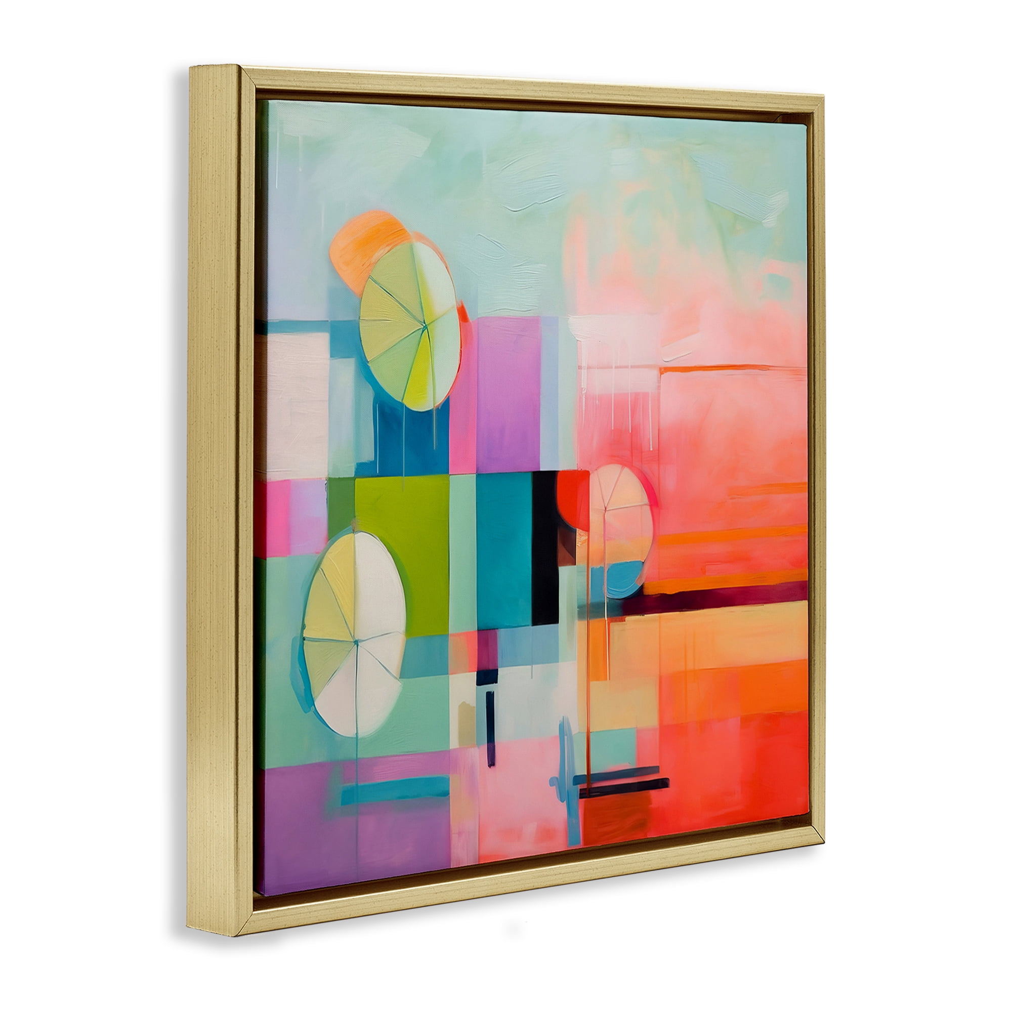 Stupell Industries Beach Umbrellas Abstraction Abstract Painting Gold Floater Framed Canvas Art Print Wall Art, 25 x 25