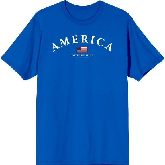 Americana America Flag Men's Blue Crew Neck Short Sleeve Tee-Medium