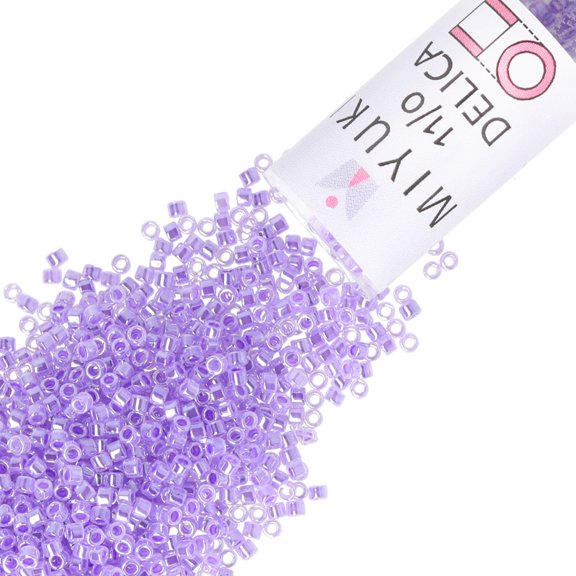 Miyuki Delica Seed Beads – Size 11/0, DB0249, Crystal/Purple-Lined, 7.2 g, Approx. 1440 Pcs