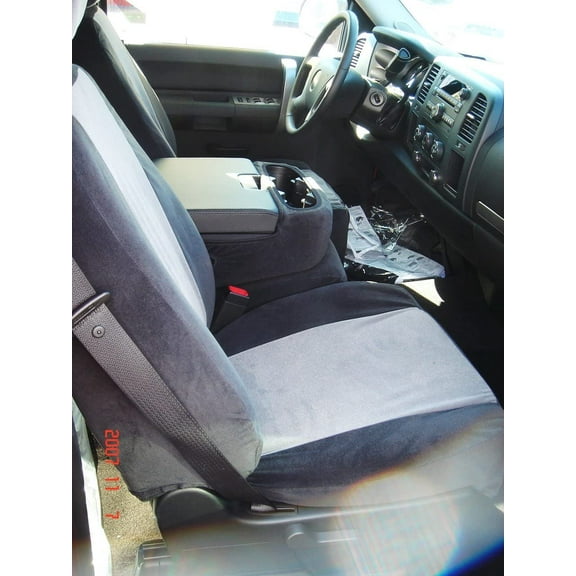 C1127 2007-2013 Chevy Silverado, Suburban and Tahoe LT Front 40/20/40 Split Seat With Opening Console With 2 Opening Lids In Gray and Black Velour