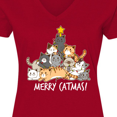 thumbnail image 4 of Inktastic Merry Catmas with Cat Tree and Yellow Star Women's V-Neck T-Shirt, 4 of 5
