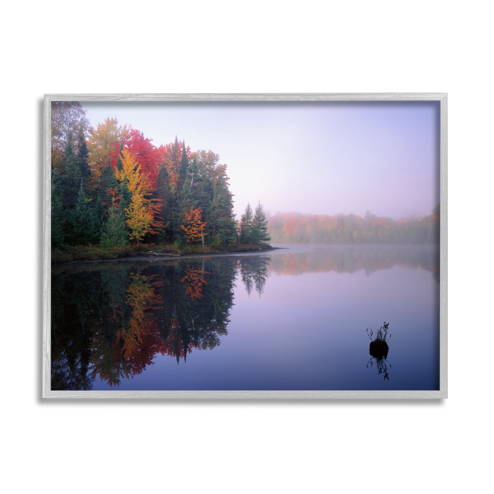 Stupell Industries Quiet Lakeside Red Foliage Trees Water Reflection Framed Wall Art, 30 x 24, Design by Jim Becia