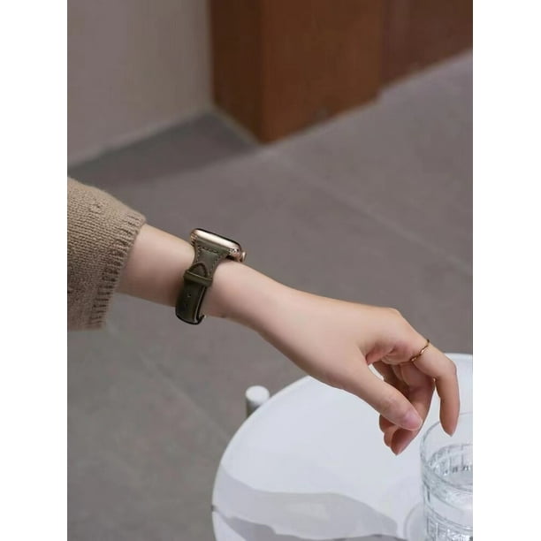 Bucle de cuero de alta calidad para iwatch series 7 41mm 45mm 6 SE 5 4 3 2 1 44mm Correa más delgada para Apple Watch Band 38mm 42mm 40mm Tan Jianjun unisex
