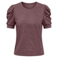 thumbnail image 5 of Wang6 Puff Sleeves Tshirts for Womens Summer Short Sleeve Solid Tops Causal Loose Fit Crew Neck Tees 0522liRed XL, 5 of 5