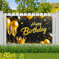 thumbnail image 5 of Black Gold Glittery Happy Birthday Banner with Balloons Crown and Champagne Glasses Party Supplies Photography Props Backdrop Decor for Birthday Party Celebration Photo Booth Decoration, 5 of 8