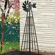 Panacea 72 In. Metal Garden Obelisk Outdoor Trellis, Decorative Windmill for Climbing Plants, Vines, and Flowers