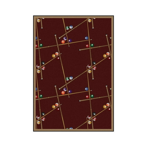 Snookered 7'8" x 10'9" Area Rug In Color Burgundy