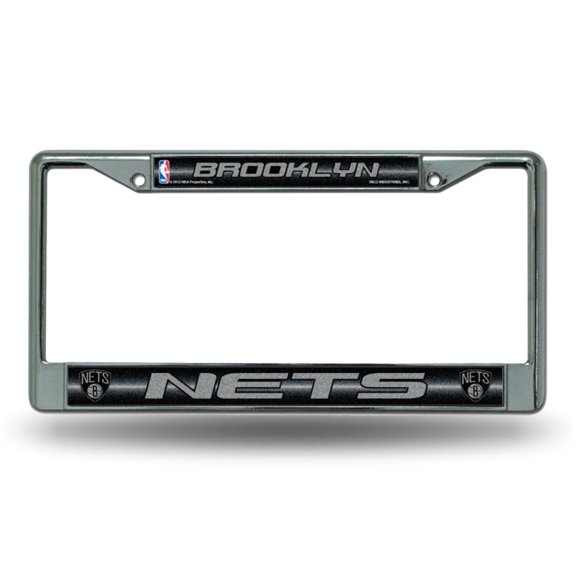 Brooklyn Basketball Nets Standard Size Chrome License Plate Frame - It Sparkles! - Let's Go!