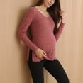 thumbnail image 4 of ShomPort Sweater for Pregnant Women Long Sleeve Side Split Ribbed V-Neck Loose Blouses Lightweight Pullover Maternity Tunic Tops, 4 of 8