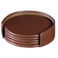 thumbnail image 1 of Chocolate Brownleatherette 4 Coaster Set With Holder, 1 of 9