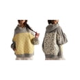 thumbnail image 3 of Sudadera con Capucha Extragrande para Mujer, con Bordado Floral, Bloques de Color, Deshilachada, Larga Gris S, 3 of 8