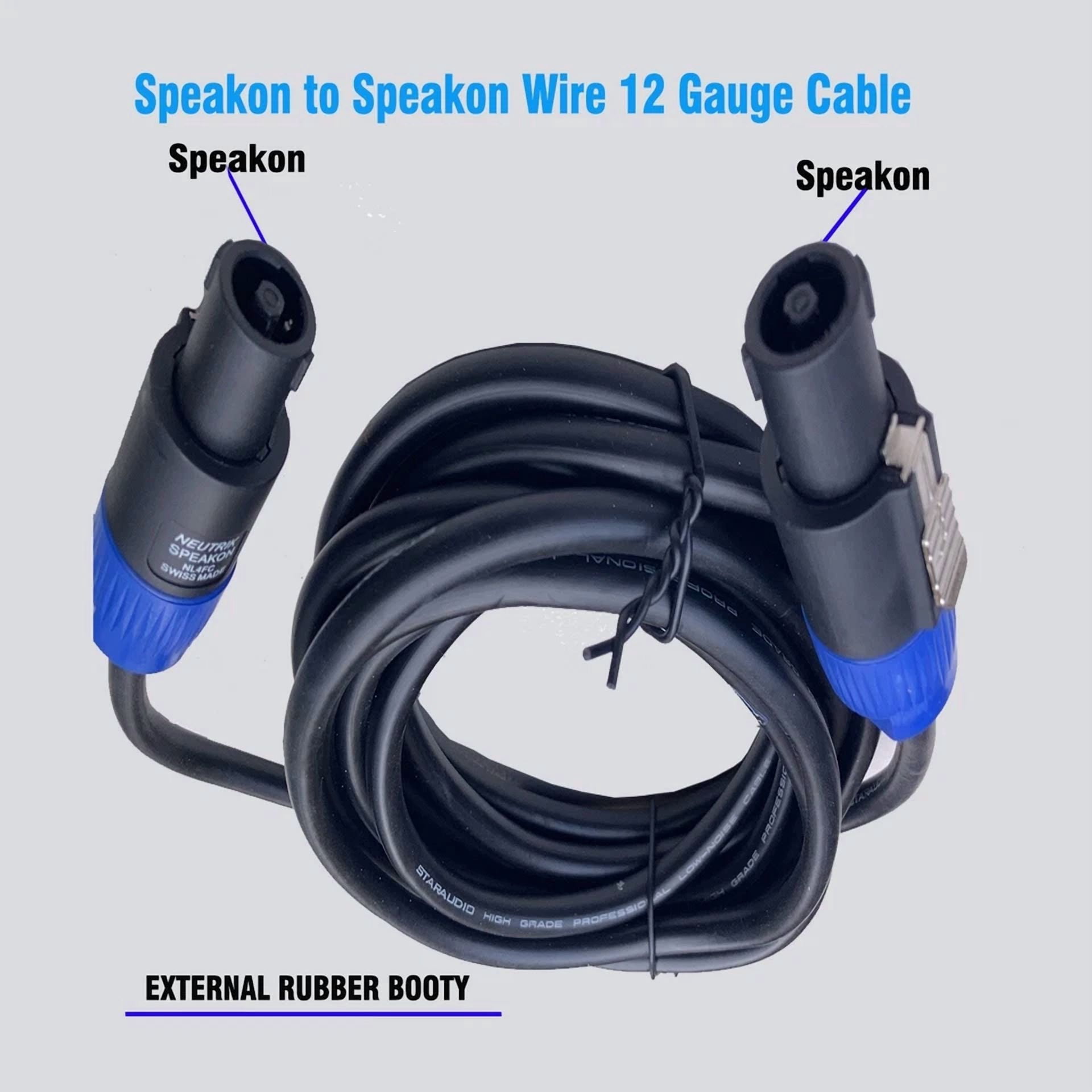 15 Ft Speakon To Speakon Cable 12 Gauge Awg Wire Dj/ Pro Audio Pa Speaker Cable