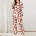 thumbnail image 2 of Lsque Strawberries Pattern Long Sleeve Pajama Set for Women - Soft 2-Piece Sleepwear and Loungewear Set with Pockets, Comfy Nightwear-XX-Large, 2 of 7