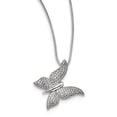 thumbnail image 1 of SS Rhodium-Plated CZ Brilliant Embers Polished Butterfly Necklace in Sterling Silver, 1 of 3