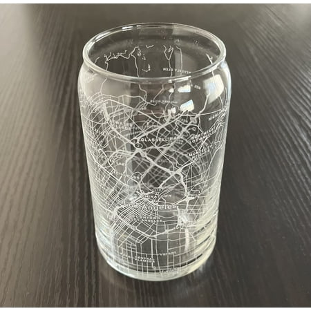 Beer Can Glass 16 oz Urban City Map Los Angeles California