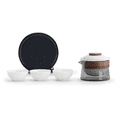 thumbnail image 1 of 1 Bowl 3 Cups Tea Cup Set Household Tea Making Travel Tea Set Outdoor Portable Bag Chinese Tea Set Supplies, A, 1 of 7