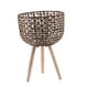 thumbnail image 2 of Soporte para plantas de cesta tejida con patas, maceta decorativa de madera Estilo A, 2 of 9