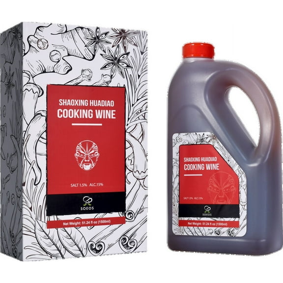 Soeos Shaoxing Cooking Wine 51.24oz (1500ml), Chinese Cooking Rice Wine, Shaoxing Wine for Cooking, Shaoxing Rice Wine, Chinese Cooking Wine, Rice Cooking Wine, Shaohsing Wine, Shao Hsing Rice Wine.