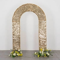 Efavormart Gold Big Payette Sequin Open Arch Backdrop Cover, Sparkly U-Shaped Fitted Wedding Arch Slipcover - 8ft