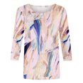 thumbnail image 5 of CYMMPU Floral Printed Round Neck Blouses for Women Dressy Casual Loose Fit Spring Tunic Tops Fall Trendy Shirts 3/4 Sleeve Lightweight Basic Tees 20, 5 of 5