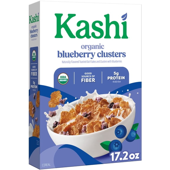 Kashi Breakfast Cereal, Organic, Whole Grain, Blueberry Clusters, 17.2oz Box (1 Box)