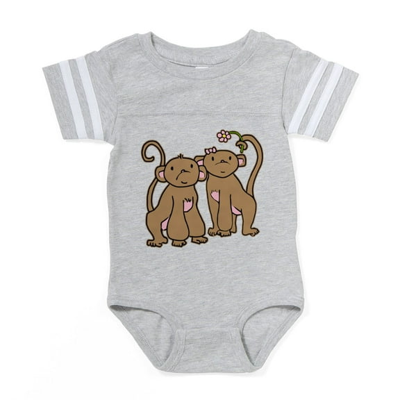 CafePress - Monkey Couple - Cute Infant Baby Football Bodysuit