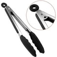 thumbnail image 2 of Cocina Pinzas de cocina de acero inoxidable y silicona Herramienta de cocina Pinzas para barbacoa Pinzas para alimentos Pinzas de cocina de silicona Buffet para asar y ensalada Color: Negro 26,5 cm Ormromra HS-0218, 2 of 5