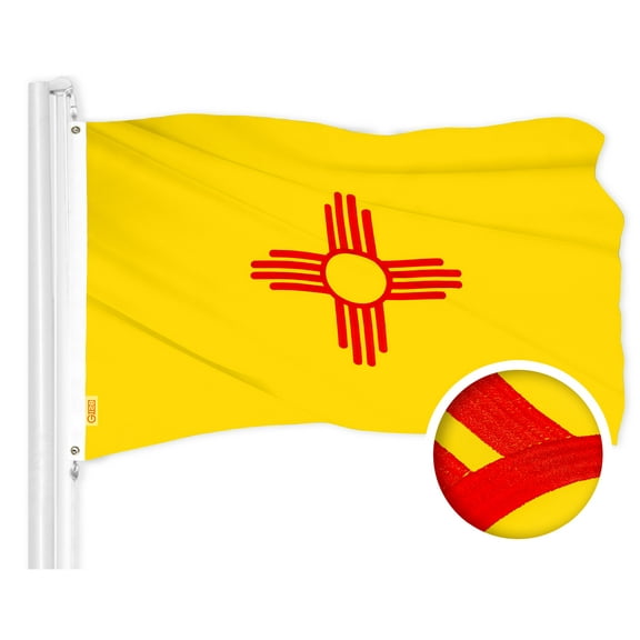 G128 New Mexico State Flag | 2x3 Ft | ToughWeave Series Embroidered 300D Polyester | Embroidered Design, Indoor/Outdoor, Brass Grommets