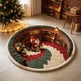 thumbnail image 6 of Christmas Round Rug, 3D Santa Claus Library Illusion Area Rug for Living Room Fireplace Bedroom, Winter Holiday Quilted Floor Mat, 6 of 6