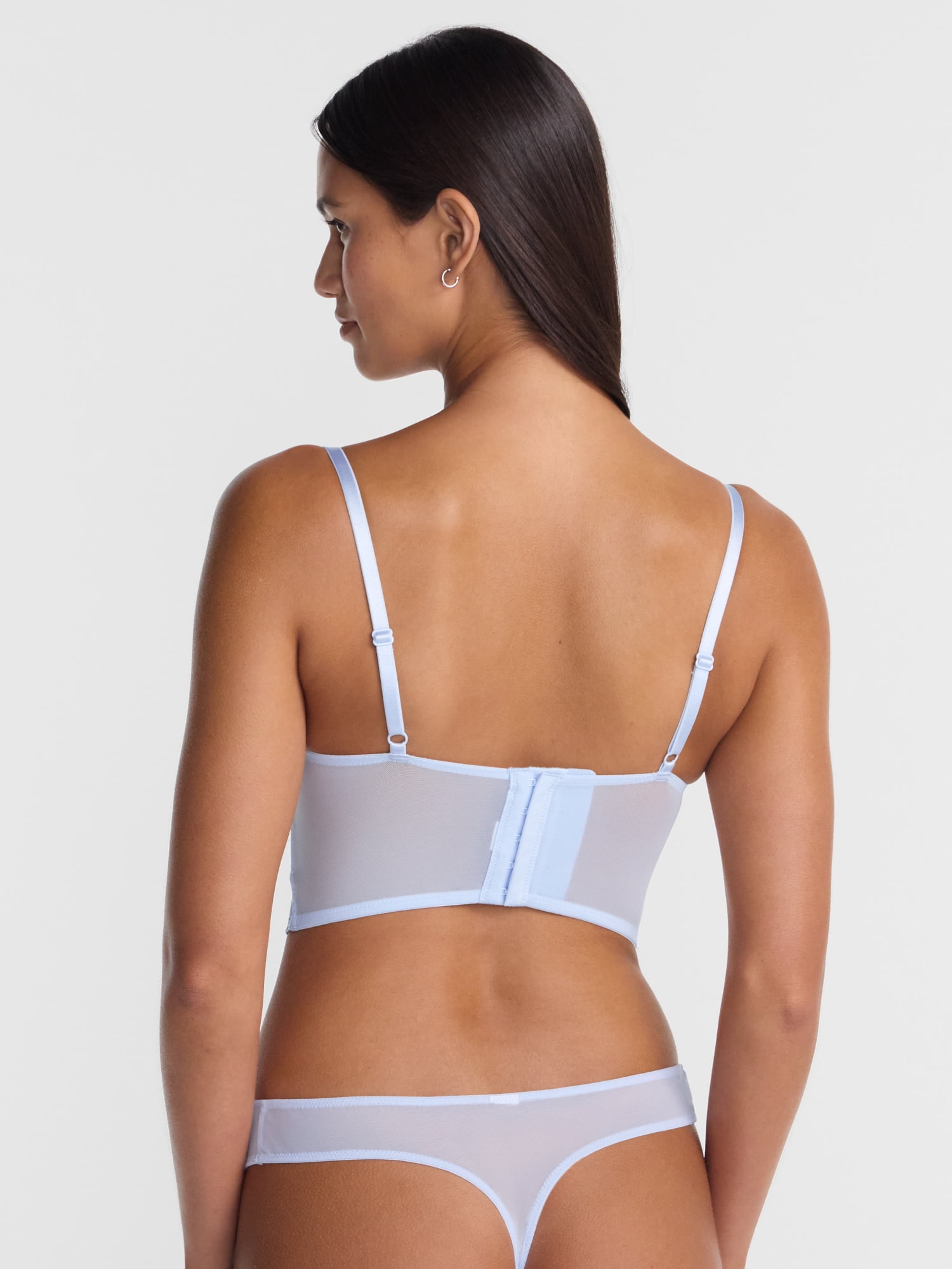 No Boundaries Embroidery Lace Bustier and Thong Panties Set, 2 Piece, Women’s XS-XXXL