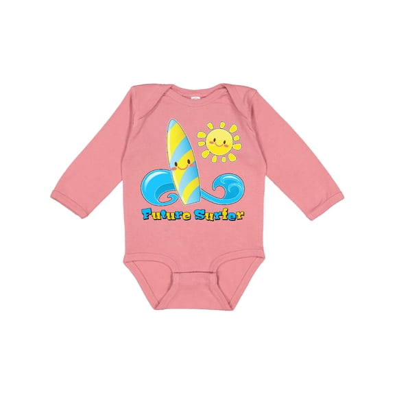 Inktastic Future Surfer- Surfboard and Sun Boys or Girls Long Sleeve Baby Bodysuit