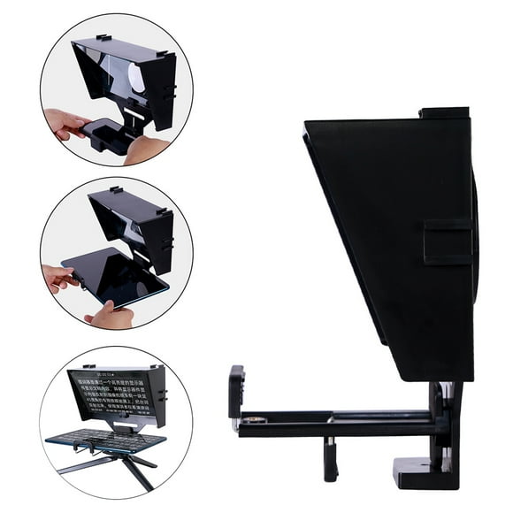 Mini Teleprompter for Tablet Smartphone Camera with Remote Control/Lens Adapter Rings/Tripod