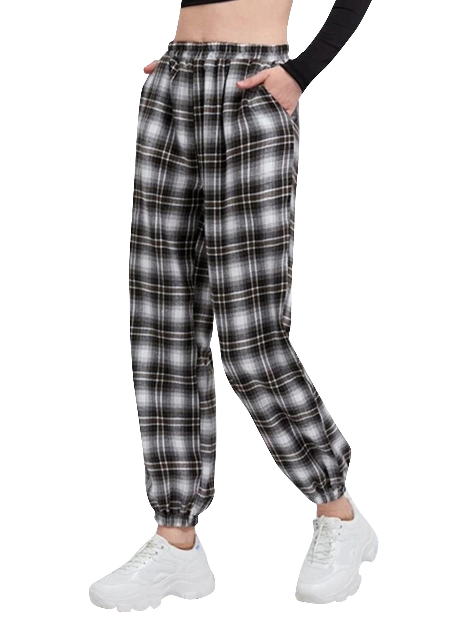 Grey plaid sweatpants Clearance